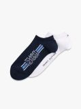Blue 2-Pack Logo Stripe Trainer Socks  Men