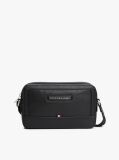 Black Pebble Grain Logo Crossbody Reporter Bag  Men