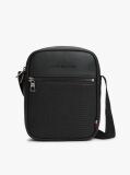 Black Woven Panel Crossbody Reporter Bag  Men
