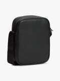 Black Woven Panel Crossbody Reporter Bag  Men