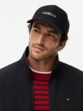 Black Logo Patch Canvas Baseball Cap  Men