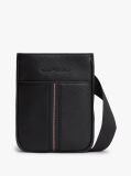 Black Metal Logo Pebble Grain Crossbody Bag  Men