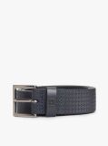 Blue Flag Print Square Buckle Leather Belt  Men
