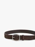 Brown Oval Buckle Debossed Suede Belt  Men