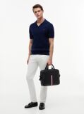 Black Signature Tape Crossbody Laptop Bag  Men
