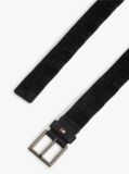 Black Enamel Flag Woven Suede Belt  Men