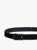 Black Enamel Flag Woven Suede Belt  Men