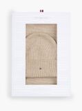 Beige Flag Beanie And Scarf Gift Set  Women