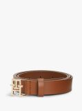 Brown Modern TH Monogram Buckle Leather Belt  Women