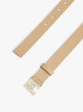 Beige Modern TH Monogram Buckle Leather Belt  Women