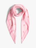 Pink Pure Linen Repeat Logo Square Scarf  Women