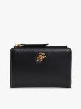 Black Logo Plaque Leather Bifold Wallet  Women