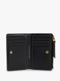 Black Logo Plaque Leather Bifold Wallet  Women