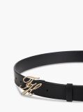 Black Logo Plaque Buckle Leather Belt  Women