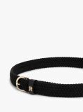 Black Essential TH Monogram Braided Elastic Belt  Women
