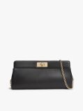 Black Modern Chain TH Monogram Clasp Clutch  Women