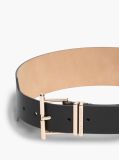 Black Leather High Waist Square Buckle Belt  Women
