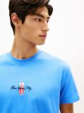 Blue Signature Logo Embroidery Crew Neck T-Shirt  Men