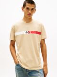 Μπεζ Βαμβακερό T-Shirt Με Signature Λογότυπο  Άνδρες