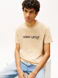 Μπεζ T-Shirt Με Κλασική Λαιμόκοψη Και Λογότυπο  Άνδρες