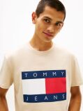 Beige Flag Badge Jersey Crew Neck T-Shirt  Men