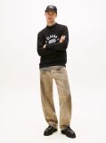 Black Graphic Terry Crew Neck Sweatshirt  Men