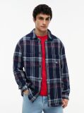 Multi Oversized Fit Check Textured Twill Overshirt  Men