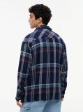 Multi Oversized Fit Check Textured Twill Overshirt  Men