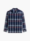 Multi Oversized Fit Check Textured Twill Overshirt  Men