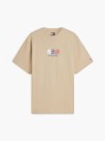 Μπεζ T-Shirt Σε Άνετη Γραμμή Με Λογότυπο Στην Πλάτη  Άνδρες