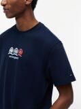 Μπλε T-Shirt Σε Άνετη Γραμμή Με Λογότυπο Στην Πλάτη  Άνδρες