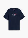 Μπλε T-Shirt Σε Άνετη Γραμμή Με Λογότυπο Στην Πλάτη  Άνδρες