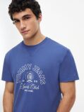 Μπλε T-Shirt Με Εφέ Peached Και Λογότυπο  Άνδρες