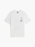 Άσπρο T-Shirt Σε Άνετη Γραμμή Με Σχέδιο Στην Πλάτη  Άνδρες