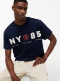 Μπλε T-Shirt Σε Άνετη Γραμμή Με Λογότυπο Στην Πλάτη  Άνδρες