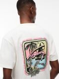 Άσπρο T-Shirt Σε Άνετη Γραμμή Με Υφή Και Σχέδιο Στην Πλάτη  Άνδρες