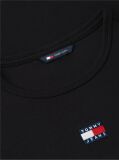 Μαύρο Κοντομάνικο T-Shirt Ριμπ Σε Slim Γραμμή  Γυναίκες