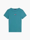 Blue Slim Badge Rib Tee  Women