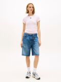 Ροζ Κοντομάνικο T-Shirt Ριμπ Σε Slim Γραμμή  Γυναίκες