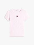 Ροζ Κοντομάνικο T-Shirt Ριμπ Σε Slim Γραμμή  Γυναίκες