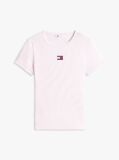 Ροζ Κοντομάνικο T-Shirt Ριμπ Σε Slim Γραμμή  Γυναίκες