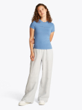 Blue Slim Fit Tonal Logo T-Shirt  Women