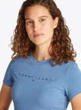 Blue Slim Fit Tonal Logo T-Shirt  Women