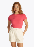 Ροζ T-Shirt Σε Slim Γραμμή Με Tonal Λογότυπο  Γυναίκες