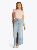Pink Slim Fit Cropped Tonal Flag T-Shirt  Women