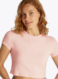 Pink Slim Fit Cropped Tonal Flag T-Shirt  Women