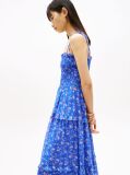 Blue Floral Print Chiffon Wrap Maxi Dress  Women