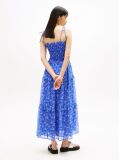 Blue Floral Print Chiffon Wrap Maxi Dress  Women