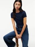Blue Crew Neck Flag Embroidered T-Shirt  Women