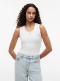 Beige Ribbed Slim Tank Top  Women